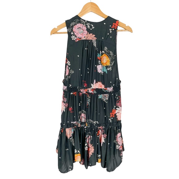 Free People Purple Haze Ruched Floral Tiered Top Tunic Size Small - Picture 4 of 9